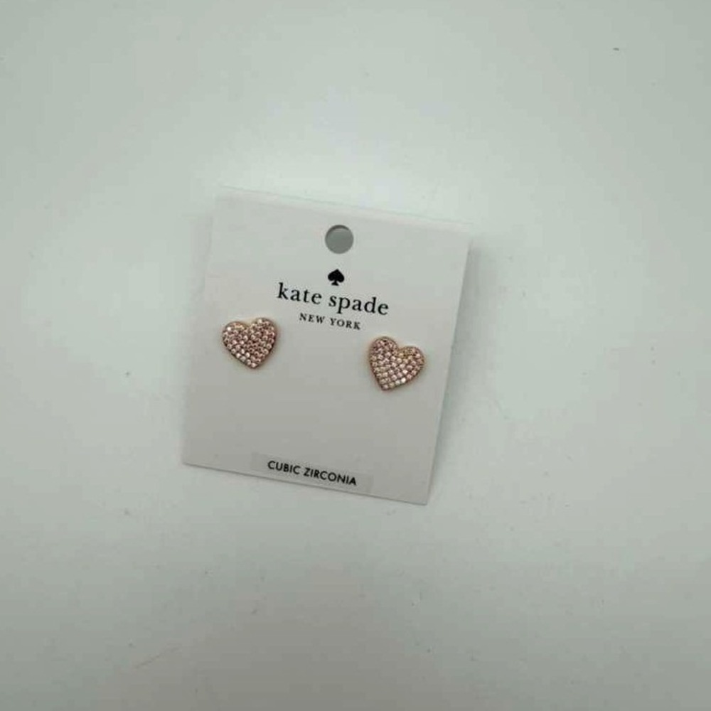 Kate Spade Rose Gold Heart Earrings‎ with Stones – New